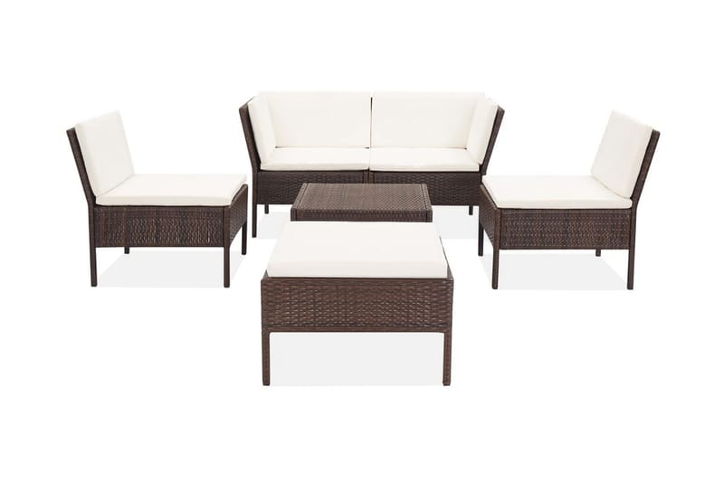Loungegrupp Utomhus för trädgården med dynor 6 delar konstrotting br - Brun - Utemöbler - Loungemöbler - Loungegrupp & Loungeset
