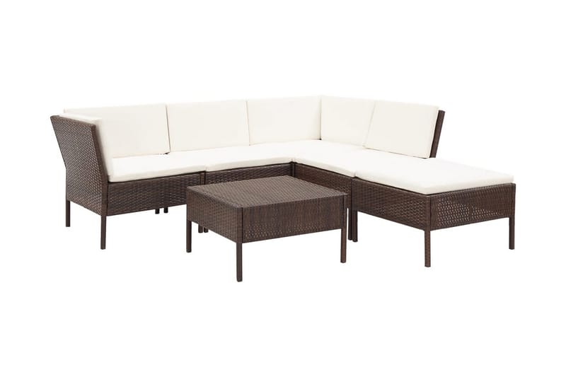 Loungegrupp Utomhus för trädgården med dynor 6 delar konstrotting br - Brun - Utemöbler - Loungemöbler - Loungegrupp & Loungeset