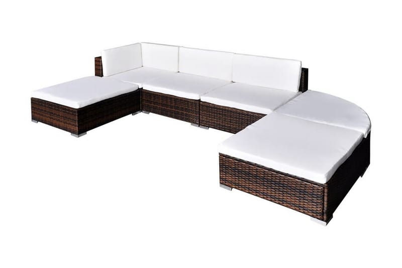 Loungegrupp Utomhus för trädgården med dynor 6 delar konstrotting br - Brun - Utemöbler - Loungemöbler - Loungegrupp & Loungeset
