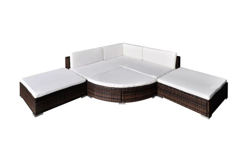 Loungegrupp Utomhus för trädgården med dynor 6 delar konstrotting br - Brun - Utemöbler - Loungemöbler - Loungegrupp & Loungeset