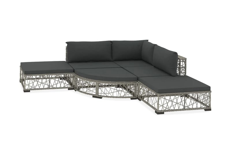 Loungegrupp Utomhus för trädgården med dynor 6 delar konstrotting gr - Grå - Utemöbler - Loungemöbler - Loungegrupp & Loungeset
