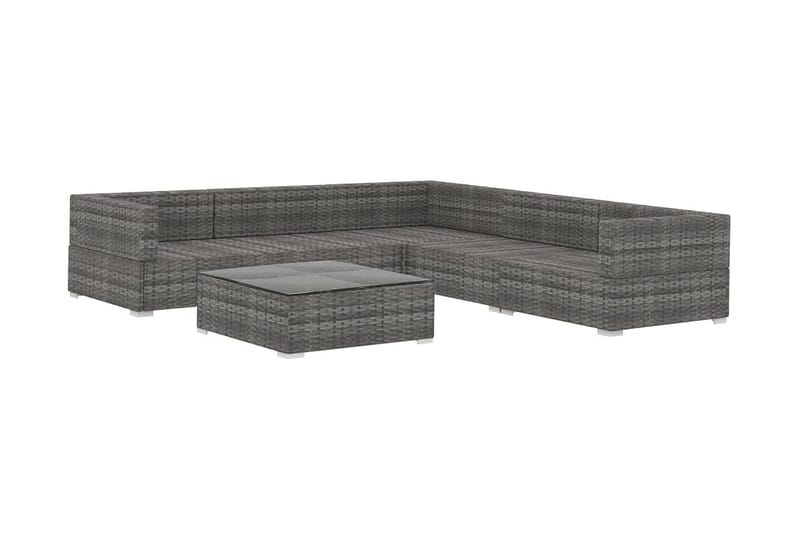Loungegrupp Utomhus för trädgården med dynor 6 delar konstrotting gr - Grå - Utemöbler - Loungemöbler - Loungegrupp & Loungeset