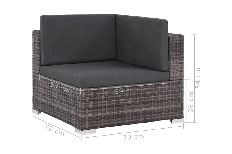 Loungegrupp Utomhus för trädgården med dynor 6 delar konstrotting gr - Grå - Utemöbler - Loungemöbler - Loungegrupp & Loungeset