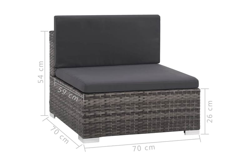 Loungegrupp Utomhus för trädgården med dynor 6 delar konstrotting gr - Grå - Utemöbler - Loungemöbler - Loungegrupp & Loungeset