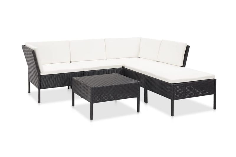 Loungegrupp Utomhus för trädgården med dynor 6 delar konstrotting sv - Svart - Utemöbler - Loungemöbler - Loungegrupp & Loungeset