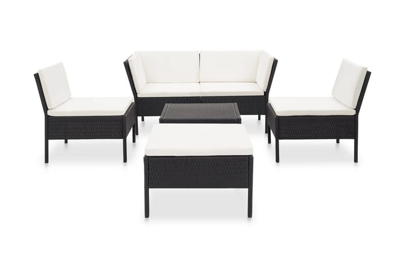 Loungegrupp Utomhus för trädgården med dynor 6 delar konstrotting sv - Svart - Utemöbler - Loungemöbler - Loungegrupp & Loungeset