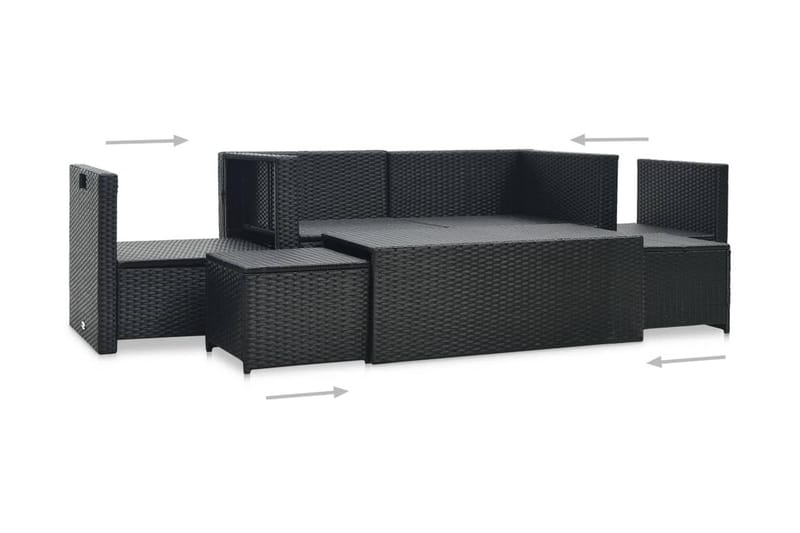 Loungegrupp Utomhus för trädgården med dynor 6 delar konstrotting sv - Svart - Utemöbler - Loungemöbler - Loungegrupp & Loungeset