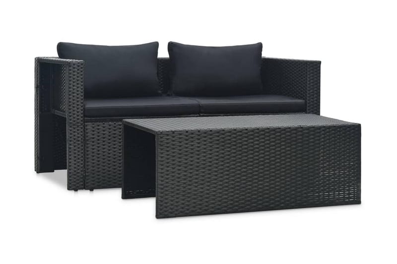 Loungegrupp Utomhus för trädgården med dynor 6 delar konstrotting sv - Svart - Utemöbler - Loungemöbler - Loungegrupp & Loungeset