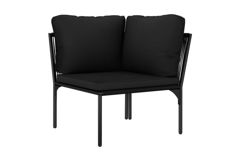 Loungegrupp Utomhus för trädgården med dynor 6 delar svart PVC - Svart - Utemöbler - Loungemöbler - Loungegrupp & Loungeset