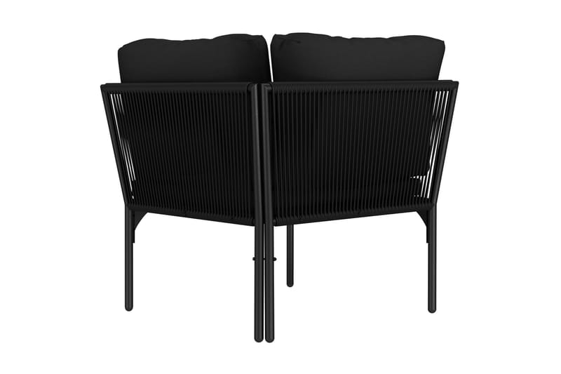 Loungegrupp Utomhus för trädgården med dynor 6 delar svart PVC - Svart - Utemöbler - Loungemöbler - Loungegrupp & Loungeset