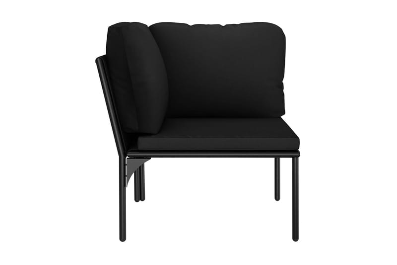 Loungegrupp Utomhus för trädgården med dynor 6 delar svart PVC - Svart - Utemöbler - Loungemöbler - Loungegrupp & Loungeset