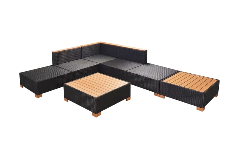Loungegrupp Utomhus för trädgården med dynor 7 delar konstrotting sv - Svart - Utemöbler - Loungemöbler - Loungegrupp & Loungeset