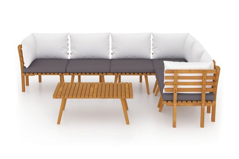 Loungegrupp Utomhus för trädgården med dynor 7 delar massivt akaciat - Brun - Utemöbler - Loungemöbler - Loungegrupp & Loungeset