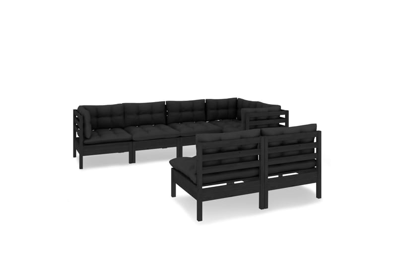 Loungegrupp Utomhus för trädgården med dynor 7 delar svart massiv fu - Svart - Utemöbler - Loungemöbler - Loungegrupp & Loungeset