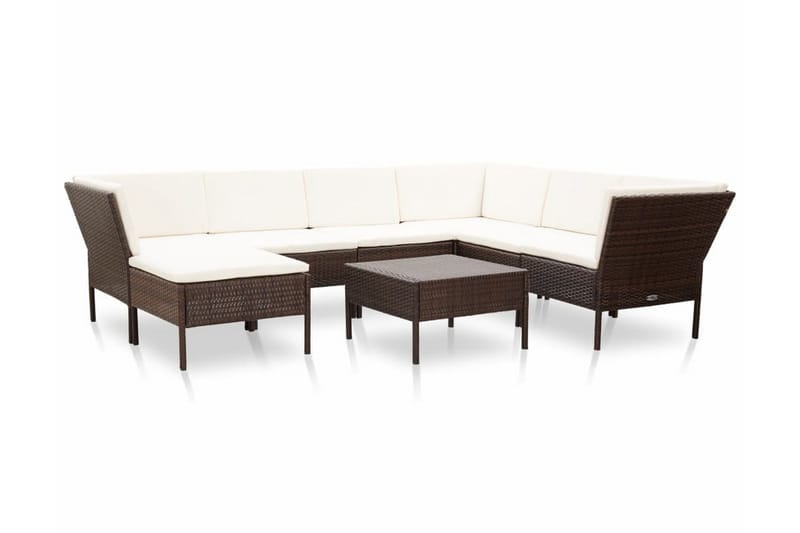 Loungegrupp Utomhus för trädgården med dynor 8 delar konstrotting br - Brun - Utemöbler - Loungemöbler - Loungegrupp & Loungeset