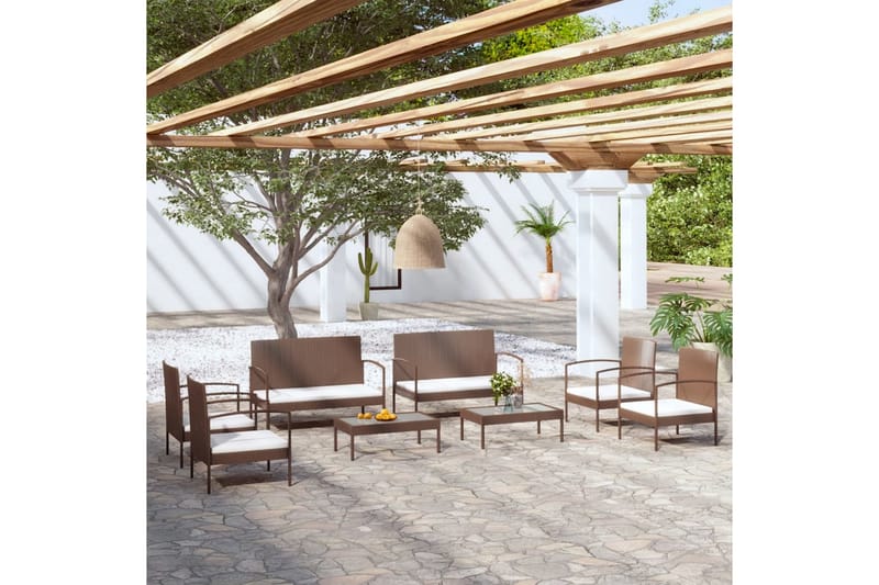 Loungegrupp Utomhus för trädgården med dynor 8 delar konstrotting br - Brun - Utemöbler - Loungemöbler - Loungegrupp & Loungeset