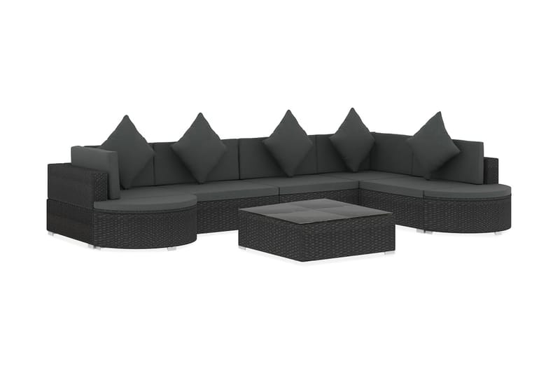 Loungegrupp Utomhus för trädgården med dynor 8 delar konstrotting sv - Svart - Utemöbler - Loungemöbler - Loungegrupp & Loungeset