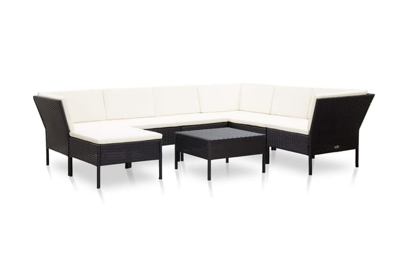 Loungegrupp Utomhus för trädgården med dynor 8 delar konstrotting sv - Svart - Utemöbler - Loungemöbler - Loungegrupp & Loungeset