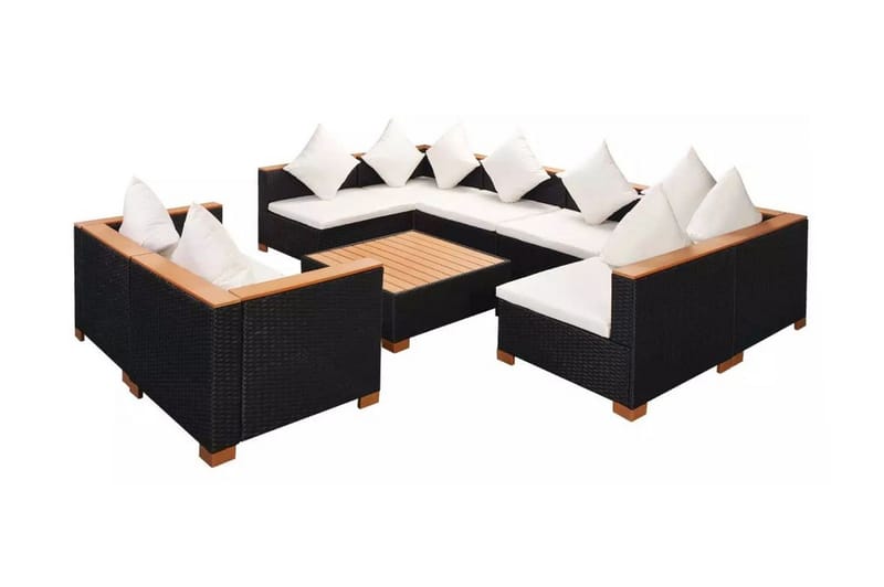 Loungegrupp Utomhus för trädgården med dynor 9 delar konstrotting sv - Svart - Utemöbler - Loungemöbler - Loungegrupp & Loungeset