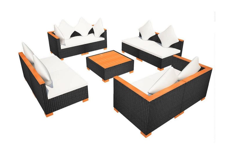 Loungegrupp Utomhus för trädgården med dynor 9 delar konstrotting sv - Svart - Utemöbler - Loungemöbler - Loungegrupp & Loungeset