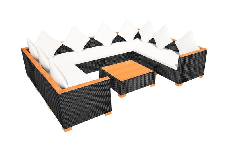 Loungegrupp Utomhus för trädgården med dynor 9 delar konstrotting sv - Svart - Utemöbler - Loungemöbler - Loungegrupp & Loungeset