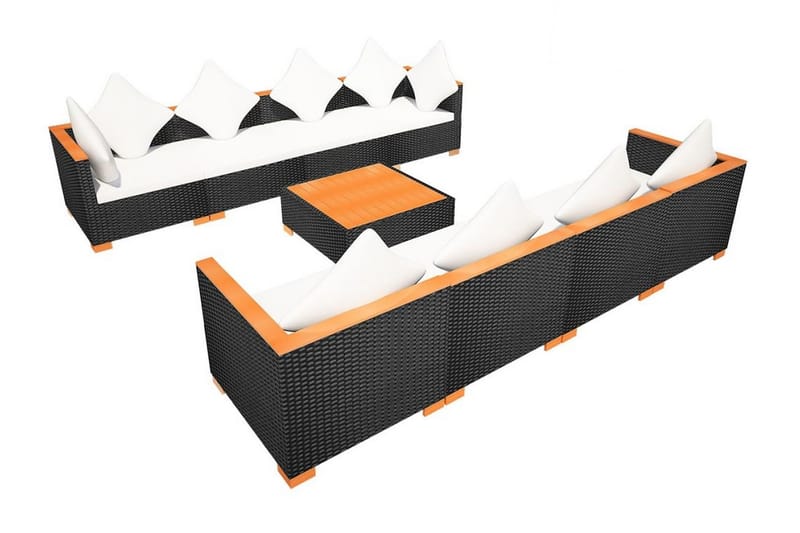 Loungegrupp Utomhus för trädgården med dynor 9 delar konstrotting sv - Svart - Utemöbler - Loungemöbler - Loungegrupp & Loungeset