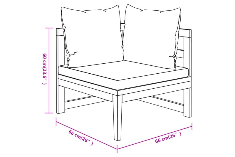 Loungegrupp Utomhus för trädgården med gräddvita dynor 3 delar akaci - Kräm - Utemöbler - Loungemöbler - Loungegrupp & Loungeset