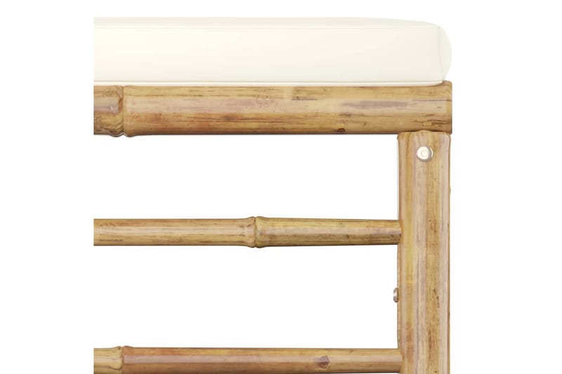 Loungegrupp Utomhus för trädgården med gräddvita dynor 3 delar bambu - Vit - Utemöbler - Loungemöbler - Loungegrupp & Loungeset