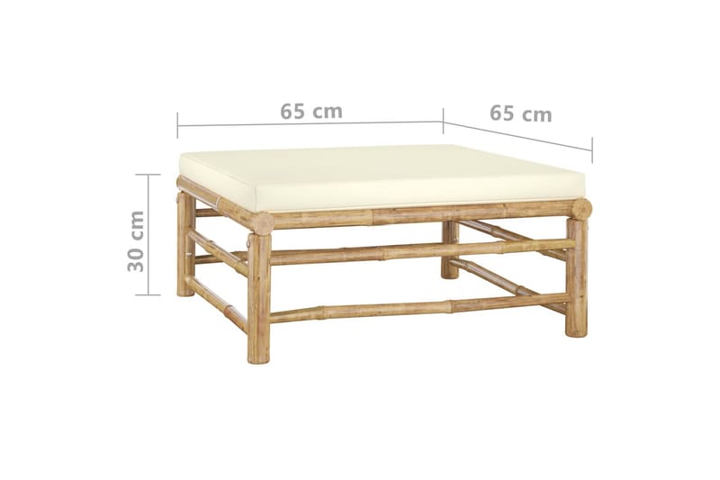 Loungegrupp Utomhus för trädgården med gräddvita dynor 3 delar bambu - Vit - Utemöbler - Loungemöbler - Loungegrupp & Loungeset