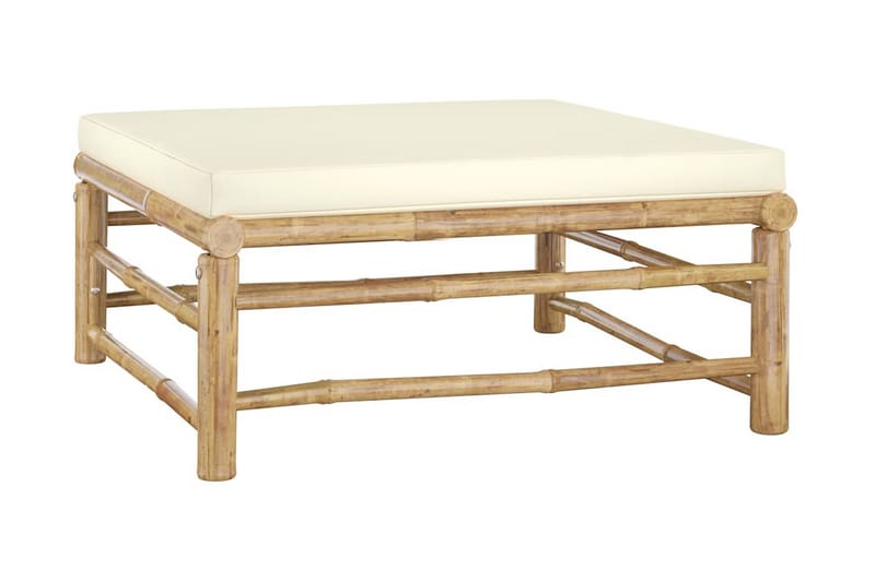 Loungegrupp Utomhus för trädgården med gräddvita dynor 3 delar bambu - Vit - Utemöbler - Loungemöbler - Loungegrupp & Loungeset