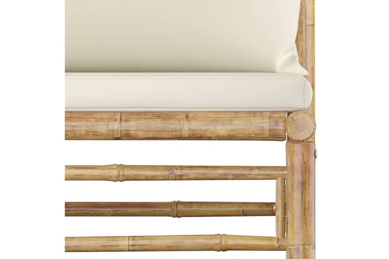 Loungegrupp Utomhus för trädgården med gräddvita dynor 7 delar bambu - Vit - Utemöbler - Loungemöbler - Loungegrupp & Loungeset
