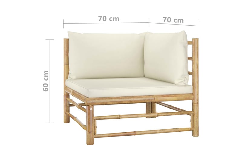 Loungegrupp Utomhus för trädgården med gräddvita dynor 7 delar bambu - Vit - Utemöbler - Loungemöbler - Loungegrupp & Loungeset