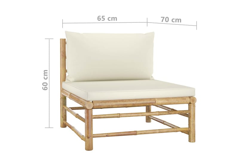 Loungegrupp Utomhus för trädgården med gräddvita dynor 7 delar bambu - Vit - Utemöbler - Loungemöbler - Loungegrupp & Loungeset