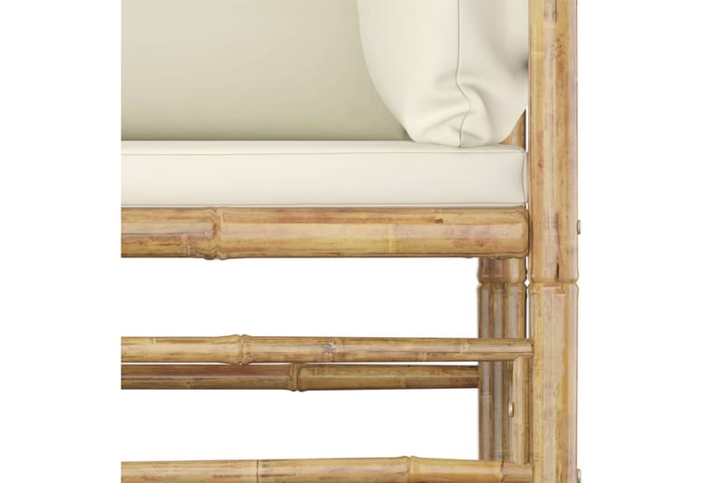 Loungegrupp Utomhus för trädgården med gräddvita dynor 7 delar bambu - Vit - Utemöbler - Loungemöbler - Loungegrupp & Loungeset