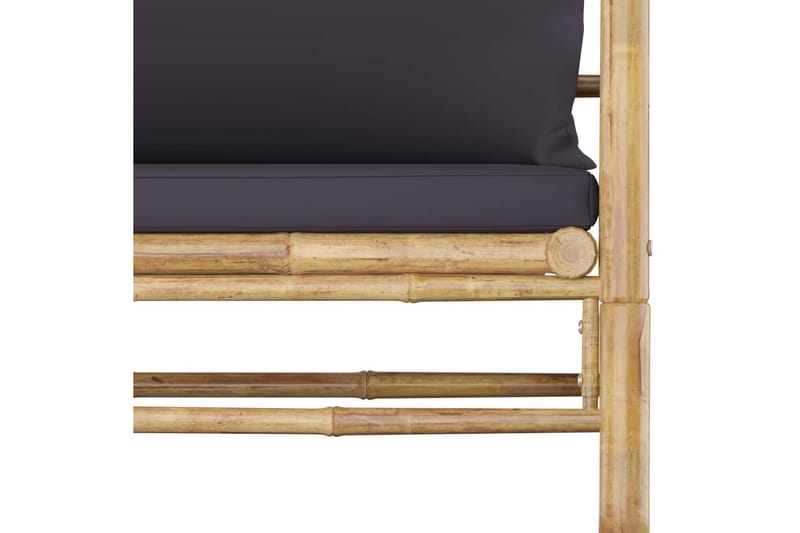Loungegrupp Utomhus för trädgården med mörkgrå dynor 5 delar bambu - Grå - Utemöbler - Loungemöbler - Loungegrupp & Loungeset