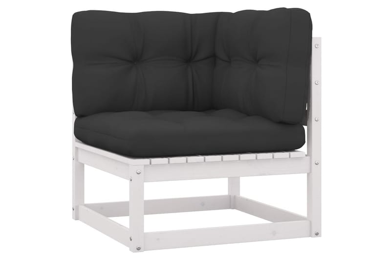 Loungegrupp Utomhus med dynor 3 delar massiv furu - Vit/svart - Utemöbler - Loungemöbler - Loungegrupp & Loungeset