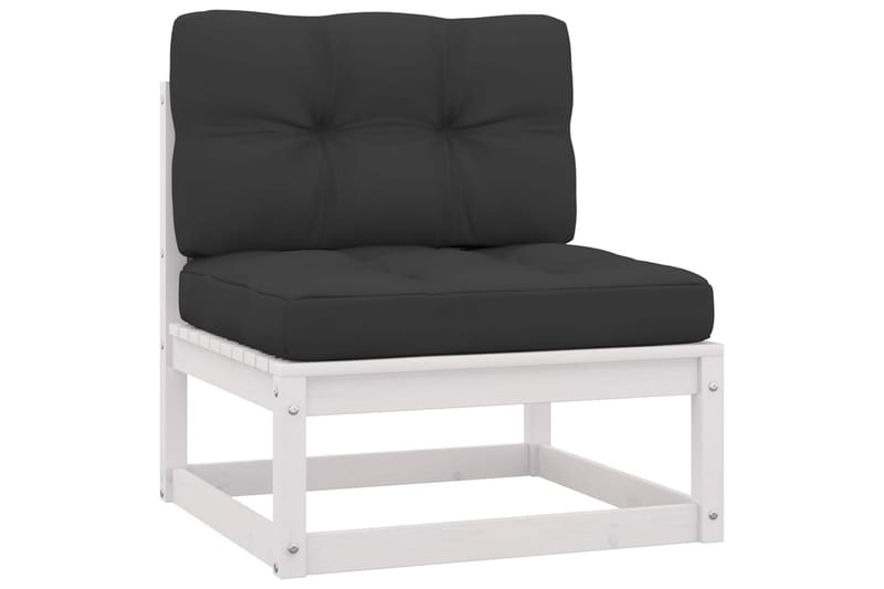 Loungegrupp Utomhus med dynor 3 delar massiv furu - Vit/svart - Utemöbler - Loungemöbler - Loungegrupp & Loungeset