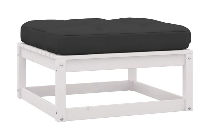 Loungegrupp Utomhus med dynor 3 delar massiv furu - Vit/svart - Utemöbler - Loungemöbler - Loungegrupp & Loungeset