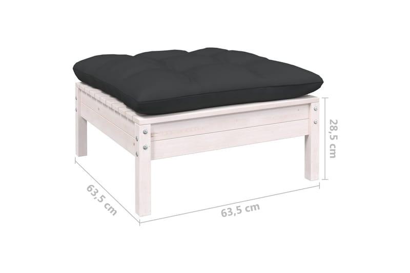 Loungegrupp Utomhus med dynor 3 delar massiv furu - Vit/svart - Utemöbler - Loungemöbler - Loungegrupp & Loungeset
