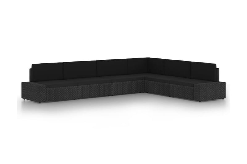Loungegrupp Utomhus med dynor 6 delar konstrotting svart - Svart - Utemöbler - Loungemöbler - Loungegrupp & Loungeset