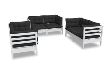 Loungegrupp Utomhus med dynor 6 delar massiv furu