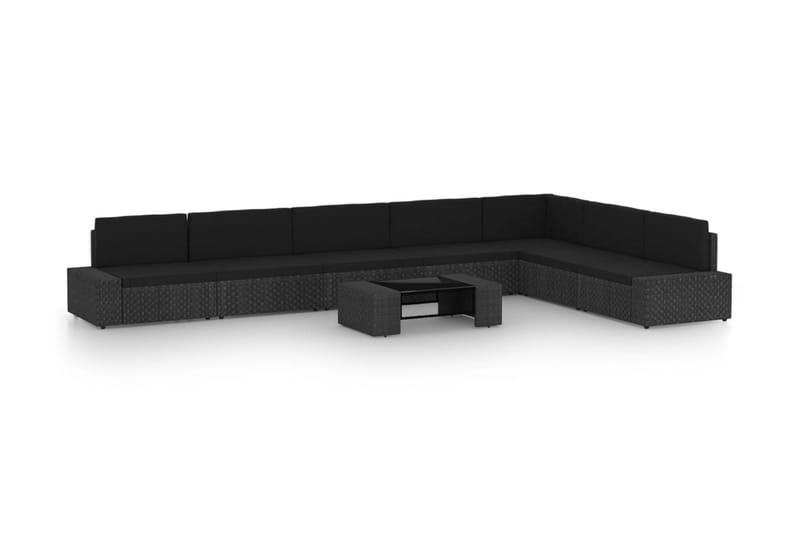 Loungegrupp Utomhus med dynor 8 delar konstrotting svart - Svart - Utemöbler - Loungemöbler - Loungegrupp & Loungeset