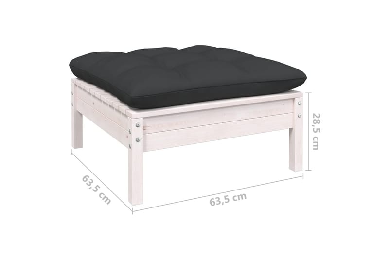Loungegrupp Utomhus med dynor 8 delar massiv furu - Vit/svart - Utemöbler - Loungemöbler - Loungegrupp & Loungeset