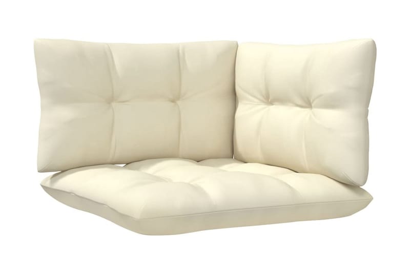 Loungegrupp Utomhus med gräddvita dynor 3 delar massiv furu - Kräm - Utemöbler - Loungemöbler - Loungegrupp & Loungeset