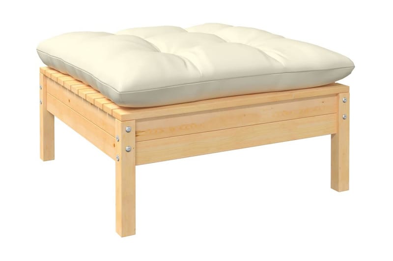 Loungegrupp Utomhus med gräddvita dynor 3 delar massiv furu - Kräm - Utemöbler - Loungemöbler - Loungegrupp & Loungeset