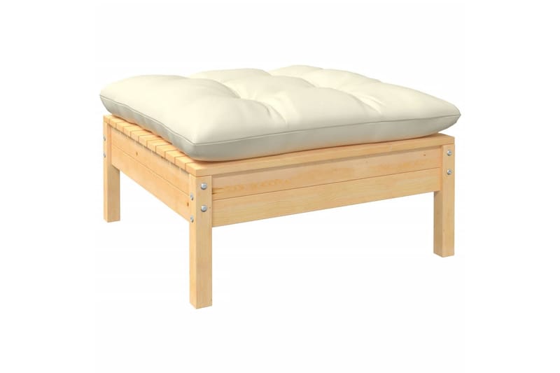 Loungegrupp Utomhus med gräddvita dynor 7 delar massiv furu - Kräm - Utemöbler - Loungemöbler - Loungegrupp & Loungeset
