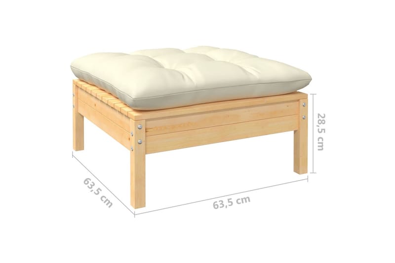 Loungegrupp Utomhus med gräddvita dynor 7 delar massiv furu - Kräm - Utemöbler - Loungemöbler - Loungegrupp & Loungeset