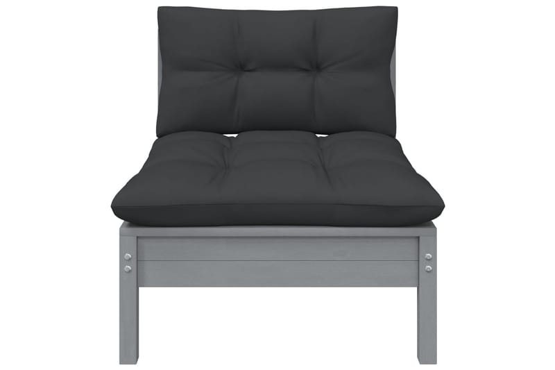 Loungegrupp Utomhus med grå dynor 3 delar massiv furu - Grå - Utemöbler - Loungem�öbler - Loungegrupp & Loungeset