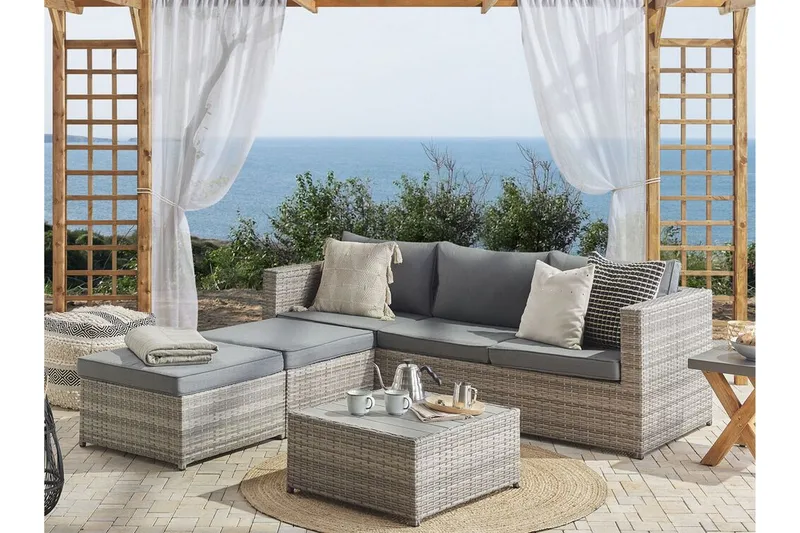 Loungegrupp Utomhus rottig grå SABBIA - Grå - Utemöbler - Loungemöbler - Loungegrupp & Loungeset