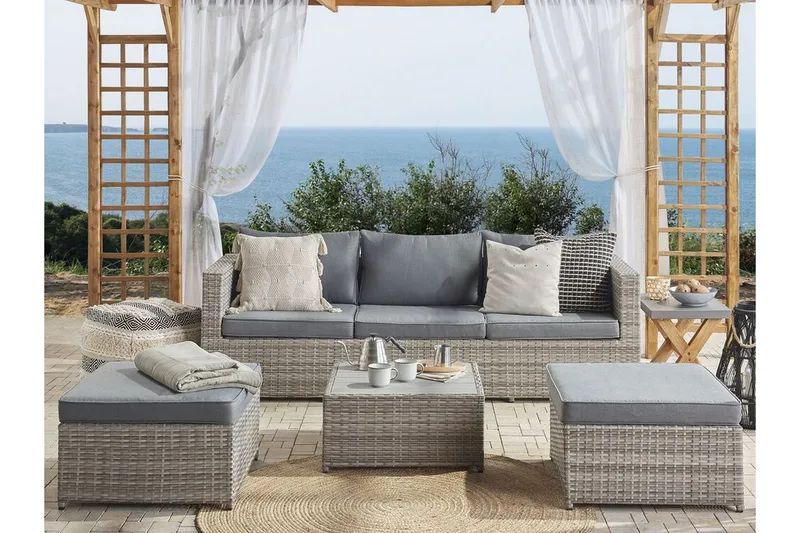 Loungegrupp Utomhus rottig grå SABBIA - Grå - Utemöbler - Loungemöbler - Loungegrupp & Loungeset